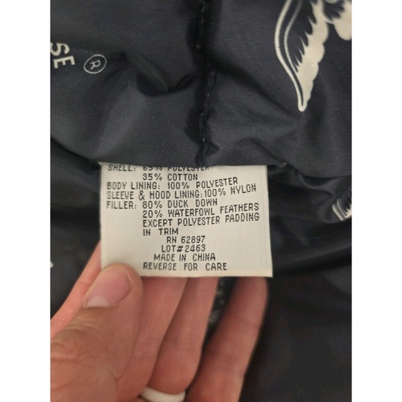 VTG Triple F.A.T. Goose Down Filled Parka Jacket Blue Removable Hood 1990's L - Picture 14 of 15